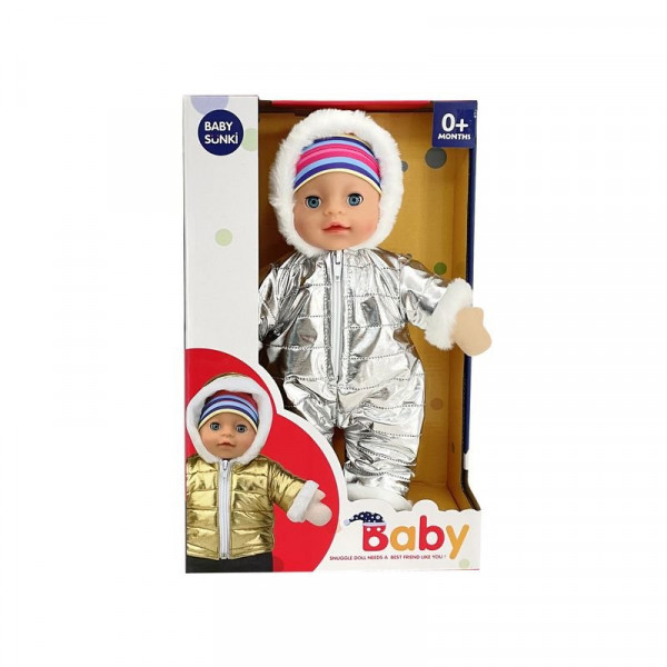Beszélő baba kabátban, 30 cm
