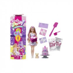 Barbie Party Reveal szett - Francia bulldog Baba, babakocsi Mattel