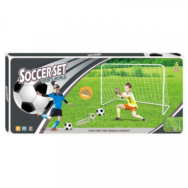 Fém futballkapu 16 cm-es labdával és pumpával