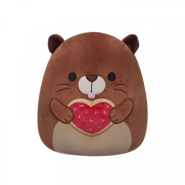 Squishmallows 20 cm - Chip a barna hód szívet tartva