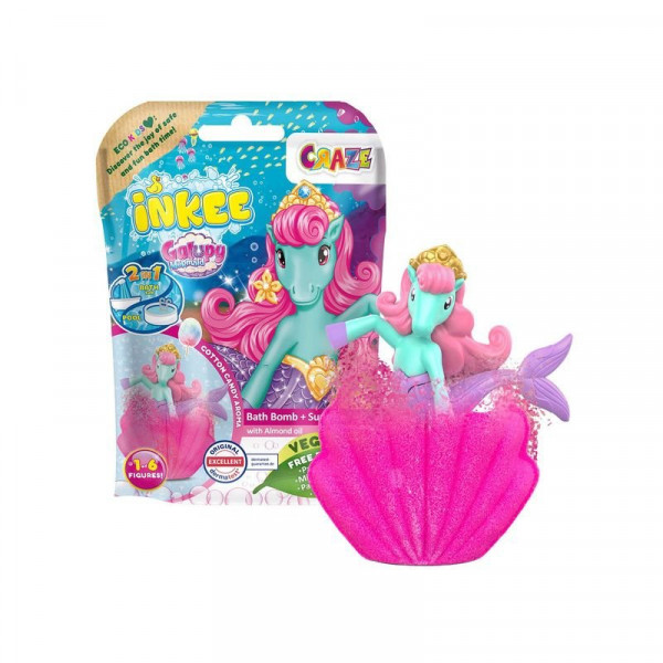 Inkee, vegan fürdőgolyó csomag Sellő figurával, áfonya aromájú Inkee, vegan fürdőgolyó csomag Sellő figurával, áfonya aromájú