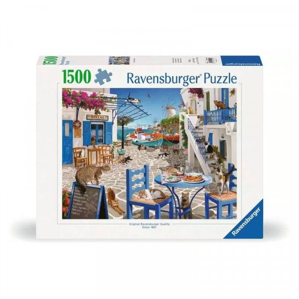 Puzzle 1500 db - Mykonosz macskái