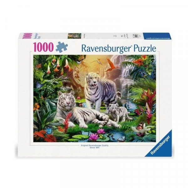 Puzzle 1000 db - Fehér tigriscsalád