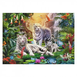 Puzzle 1000 db - Fehér tigriscsalád