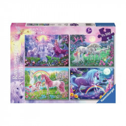 Puzzle 4x100 - Unikornisok 100-499 darabos puzzle Ravensburger