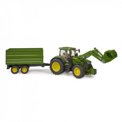 John Deere 7R 350 traktor homlokrakodóval és tandemtengelyes billenő pótkocsival