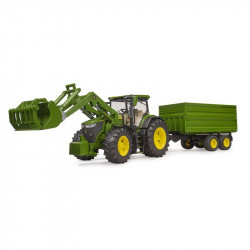 John Deere 7R 350 traktor homlokrakodóval és tandemtengelyes billenő pótkocsival