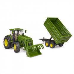 John Deere 7R 350 traktor homlokrakodóval és tandemtengelyes billenő pótkocsival