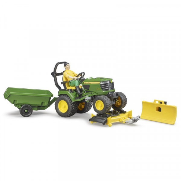 BWORLD John Deere Fűnyíró traktor pótkocsival és kertésszel