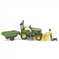 BWORLD John Deere Fűnyíró traktor pótkocsival és kertésszel
