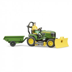 BWORLD John Deere Fűnyíró traktor pótkocsival és kertésszel