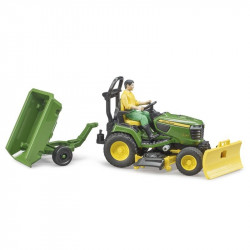 BWORLD John Deere Fűnyíró traktor pótkocsival és kertésszel
