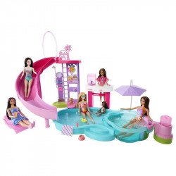 Barbie medencés buli Baba, babakocsi Barbie