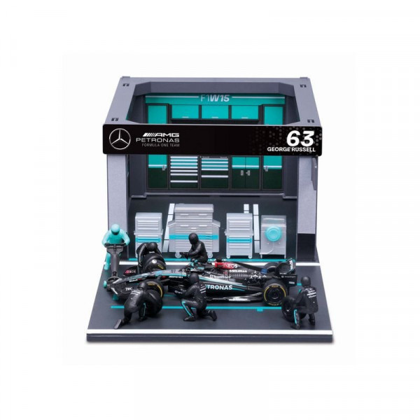 Bburago 1 /43 F1 versenyautó - MB AMG W15 E Performance bokszutca