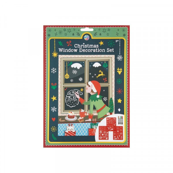 Karácsonyi ablakdíszítő szett 3 db A4 sablonnal, 4 filctollal
