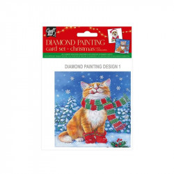 Karácsonyi gyémántfestős üdvözlőlapok, 13x13 cm, 2 db, +2 boríték