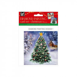 Karácsonyi gyémántfestős üdvözlőlapok, 13x13 cm, 2 db, +2 boríték