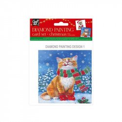 Karácsonyi gyémántfestős üdvözlőlapok, 13x13 cm, 2 db, +2 boríték Kreatív készlet Grafix