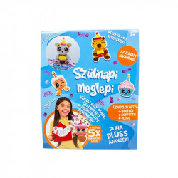 Szülinapi üdvözlőkártya plüss figurával, 12 féle