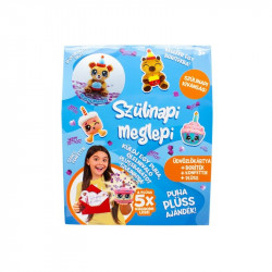 Szülinapi üdvözlőkártya plüss figurával, 12 féle