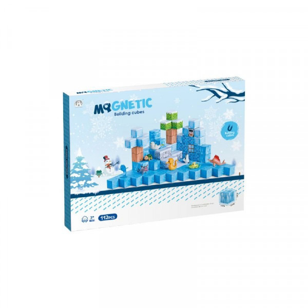 Mágneses építőkockák - jeges tenger állatokkal 112 db /cs