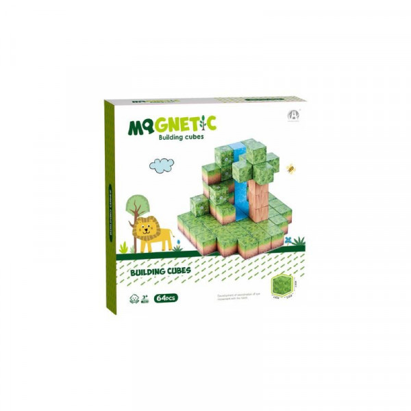 Mágneses építőkockák - szafari 64 db /cs