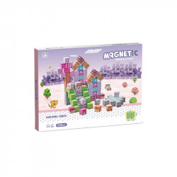 Mágneses építőkockák - lila város 113 db /cs Építőjáték