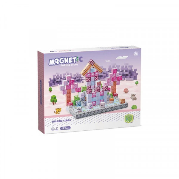 Mágneses építőkockák - lila város 193 db /cs