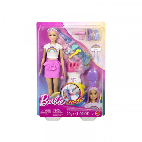 Barbie tündöklő szivárványhaj baba