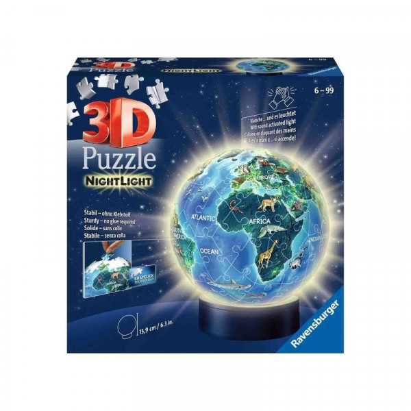 Puzzle 3D 72 db - Világító Földgömb