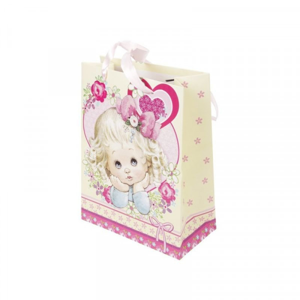 Kislány mintás papírtasak - 23 x 18 cm