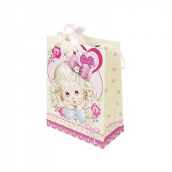 Kislány mintás papírtasak - 23 x 18 cm Díszcsomagoló, dísztasak Nincs