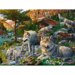 Puzzle 1500 db - Farkasok tavasszal 1000-2999 darabos puzzle Ravensburger