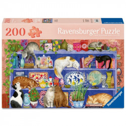 Puzzle 200 db - Macskák a polcon 100-499 darabos puzzle Ravensburger