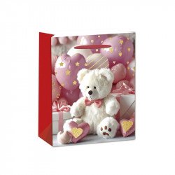 Papírtsak maci szívekkel 18x23 Díszcsomagoló, dísztasak Nincs