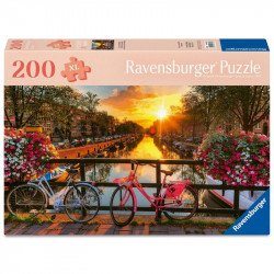 Puzzle 200 db - Naplemente Amszterdamban 100-499 darabos puzzle Ravensburger