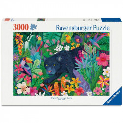 Puzzle 3000 db - Párduc a virágzó dzsungelben 1000-2999 darabos puzzle Ravensburger