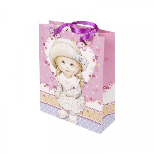 Lány mintás ajándéktáska - 32 x 26 cm