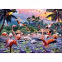 Puzzle 1000 db - Rózsaszín flamingók