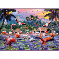 Puzzle 1000 db - Rózsaszín flamingók