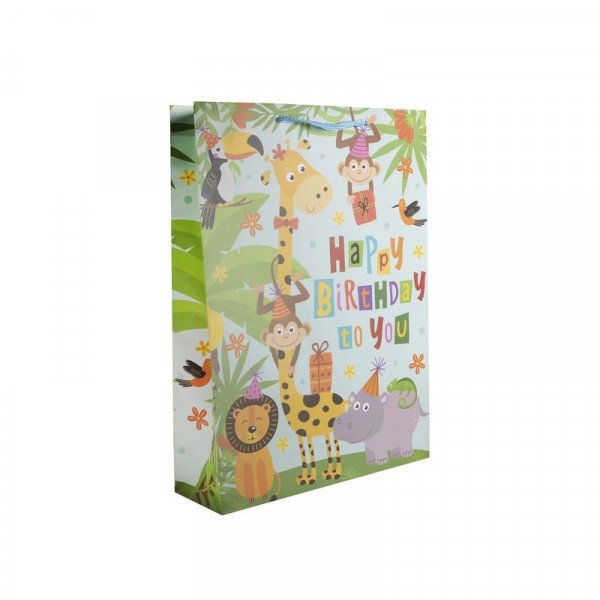 Papírtasak „Boldog szülinapot” állatos 11x14
