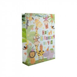 Papírtasak „Boldog szülinapot” állatos 11x14 Díszcsomagoló, dísztasak Nincs