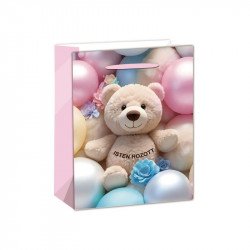 Papírtasak maci lufikkal 11x14 Díszcsomagoló, dísztasak Nincs