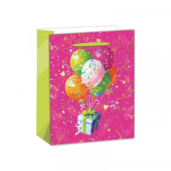 Papírtasak rózsaszínű, lufikkal 26x32