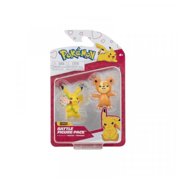 Pokémon 2 db-os figura csomag - Teddiursa és Valentin napi Pikachu
