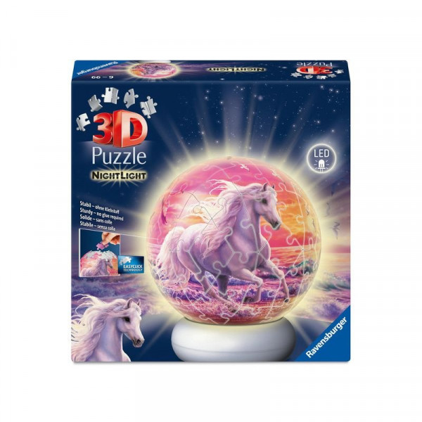 Puzzle 3D - Lovak a tengerparton éjjeli fény