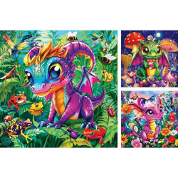 Puzzle 3x49 db - Bébisárkányok