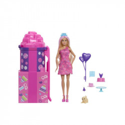 Barbie party reveal meglepetés szett csúszdával Baba, babakocsi Mattel
