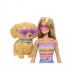 Barbie kutyasétáltó görkoris szett - szőke baba