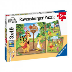 Puzzle 3x49 db - Micimackó sportos napja